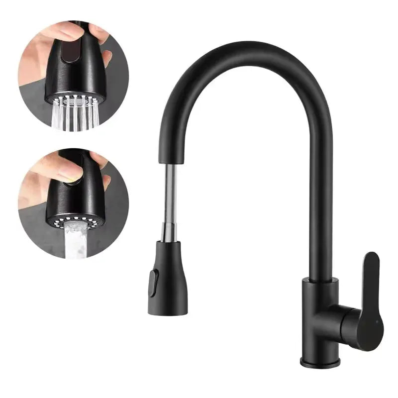 2025 New Stainless Steel Kitchen Faucet Pull Out Sink Mixer Tap with 360 Swivel Spray Head Single Hole Durable Easy Install