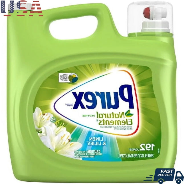 Natural Elements Liquid Laundry Detergent Linen Lilies Hypoallergenic Plant Based 192 Loads Sensitive Skin Eco Friendly 61%