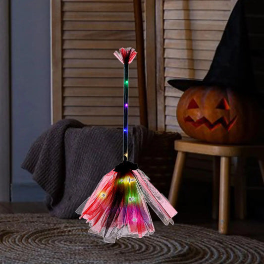Enchanting LED Witch Broom – Magical Halloween Party Prop