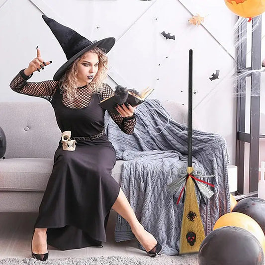 Witch Broom Halloween Witch Broom With Detachable Handle Broom Props Party Supplies for Halloween Costume Decoration