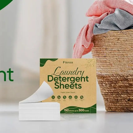 Travel Laundry Detergent Sheets 300 Loads Eco-friendly Washing Detergent Sheets Plastic-Free Washer Sheets, Fresh Linen