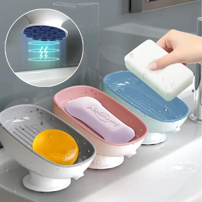 Porte-savon auto-drainant avec ventouse super puissante - E-menage