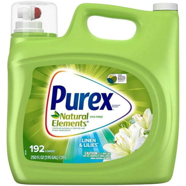 Natural Elements Liquid Laundry Detergent Linen Lilies Hypoallergenic Plant Based 192 Loads Sensitive Skin Eco Friendly 61%