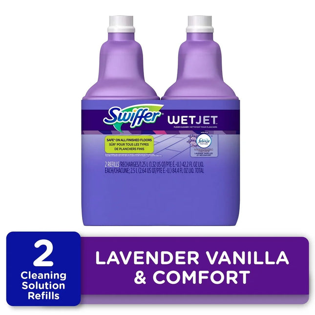 WetJet Multi-Surface Floor Cleaner Lavender Scent 42.2oz 2 Pack Pre-Mixed Cleaning Solution Safe Fast Drying Household Cleaner