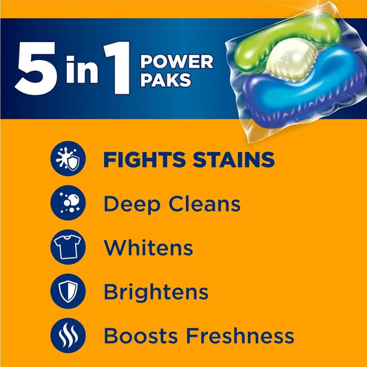 Lessive 5 en 1 Power Paks – 42 Dosettes Concentrées | Nettoyage en Profondeur avec OxiClean | Élimine +100 Taches | Fraîcheur Longue Durée & Haute Efficacité | Format Prédosé Pratique – NoEnName_Null