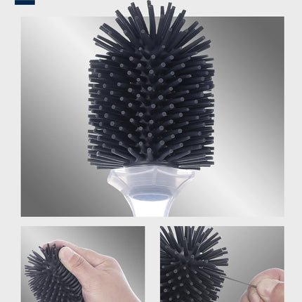 Water Spray Silicone Toilet Brush With Wall-Mounted Breathable Silicone TPR Brush 40cm Long Handle Bathroom Cleaning Accessories