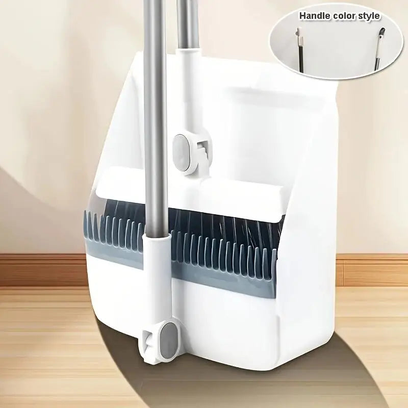 Broom and dust tray set with long handles, upright, perfect for indoor and outdoor garage kitchen room office lobby