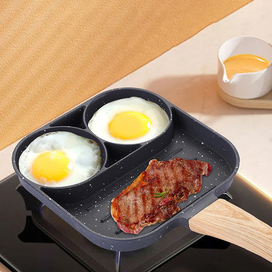 Nonstick Frying Pan With 3 Or 4 Compartments For Frying Eggs, Bacon, Meat, Chicken, Multipurpose Snacks