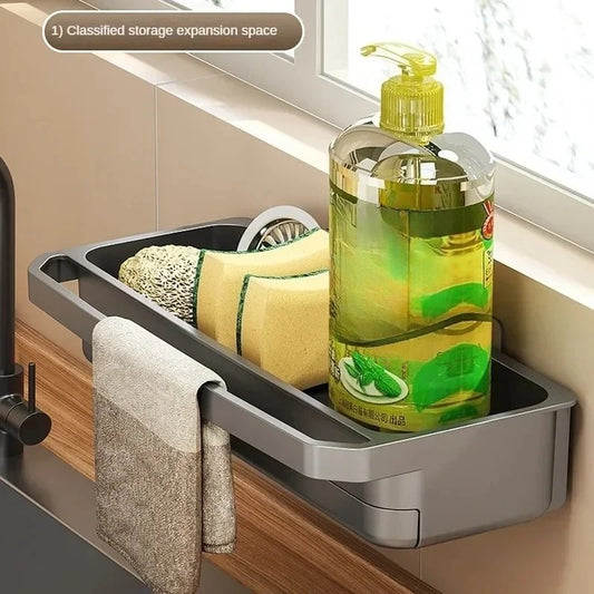 Drain Rack Kitchen Sink Organizer Self-draining Shelf Sponge Holder Dishcloth Soap Drainer Kitchen Gadgets Kitchen Accessories