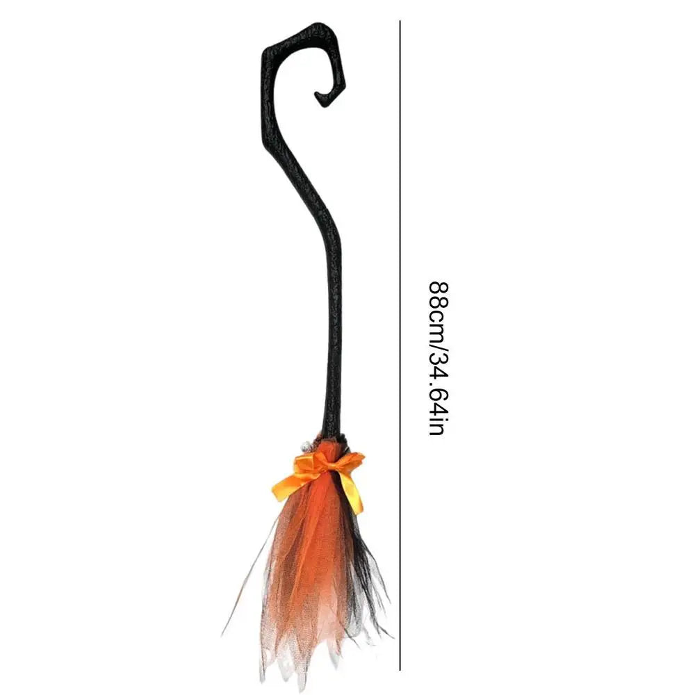 2025 Halloween Witch Broom With Ribbon Portable Witch Broomsticks Broom Props Decorations For Front Door Outside Yard