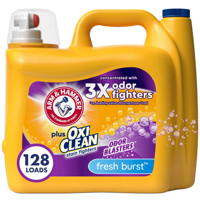 128 Load Liquid Laundry Soap with Fresh Scent, Odor Fighting Formula for HE Washers, Effective Stain & Odor Removal