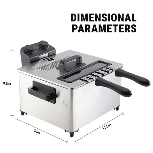 1.32gal Electric Deep Fryer, 1700W Large Fryer with Time & Temperature Control for Home Use, Kitchen Essential, Local Warehouse, Frying Baskets, Lid with View Window, Stainless Steel, Gift for Cristmas & Halloween. Suitable f