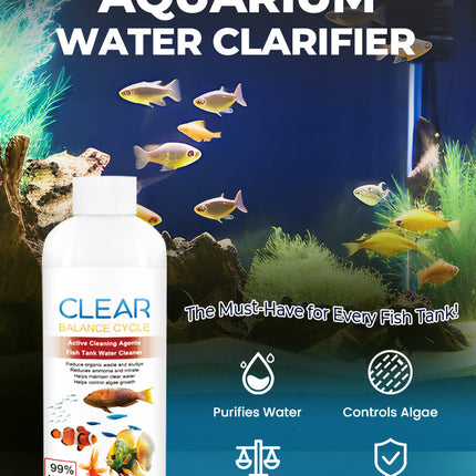 Nettoyant pour eau d’aquarium – 100 ml | Clarifiant puissant anti-algues | Purificateur d’eau pour poissons – Élimine boues, taches et impuretés | Agent d’entretien écologique pour aquarium propre