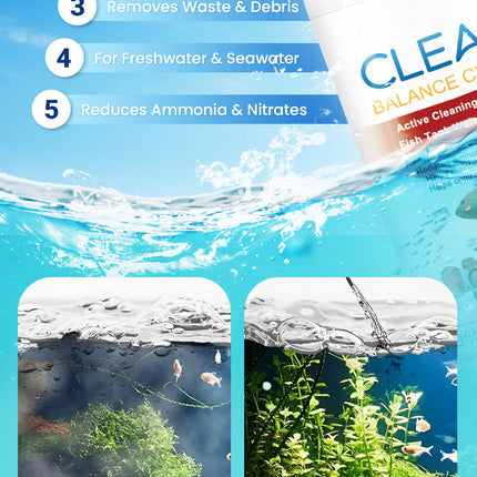 Nettoyant pour eau d’aquarium – 100 ml | Clarifiant puissant anti-algues | Purificateur d’eau pour poissons – Élimine boues, taches et impuretés | Agent d’entretien écologique pour aquarium propre