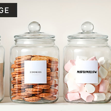 4-Pack Airtight Glass Storage Jars with Lids, Labels & Spoons - Half Gallon (64oz/1829ml), Dishwasher Safe & Space-Saving Organizer for Laundry Detergent, Pods, Beads, Bathroom, Pantry - Clear Containers with Measurement Icon