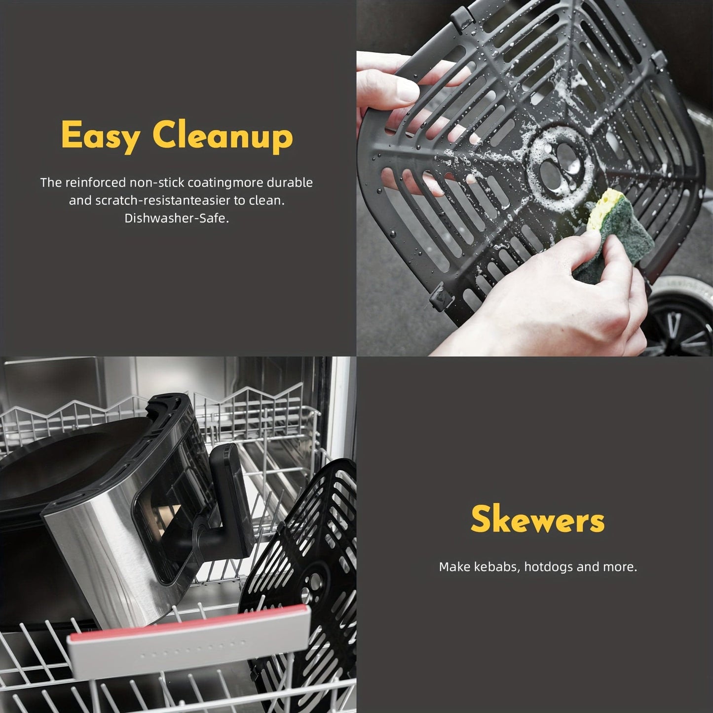 [Air Fryer] 8.5QT/3.6QT Air Fryer, Upgraded Large Capacity Suitable For 5-6 People, Smart Touch Screen For Easy Operation With 8 Preset Functions, Non-stick Coating For Easy Cleaning, Kitchen Accessories, Toaster Oven, Deep F