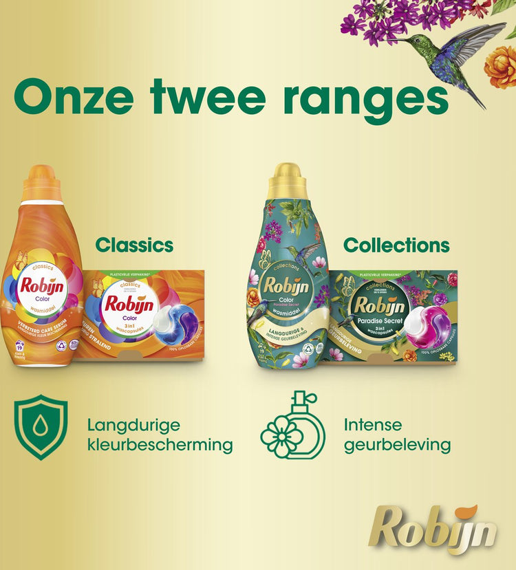 Robijn Klein & Powering Collections - Détergent liquide Secret Color Paradise - Pack de 6 - E-menage