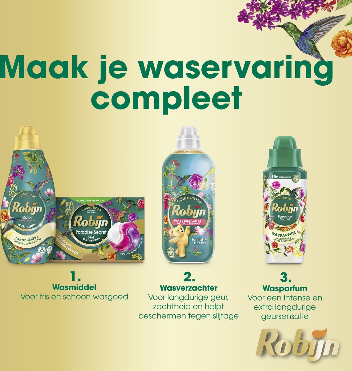 Robijn Klein & Powering Collections - Détergent liquide Secret Color Paradise - Pack de 6 - E-menage