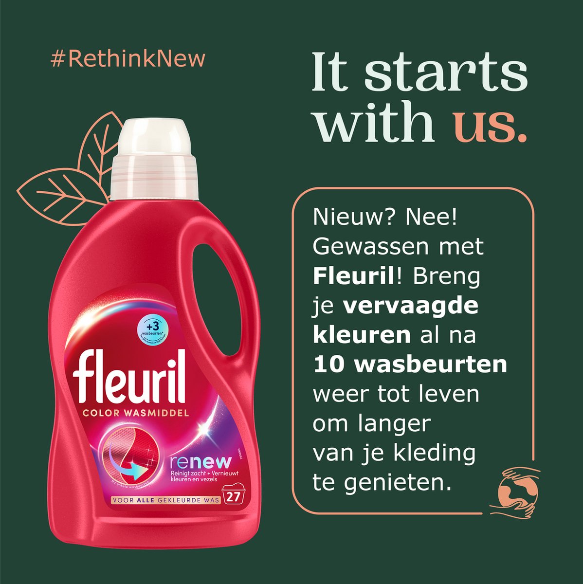 Fleuril Renew Zwart - Détergent liquide - Pack économique de 4 - E-menage