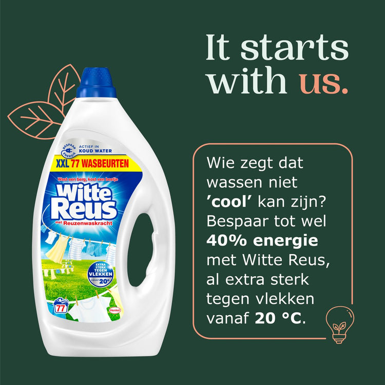 Witte Reus Gel - Lessive Liquide - Pack de - Vrac - 100 Lavages - E-menage