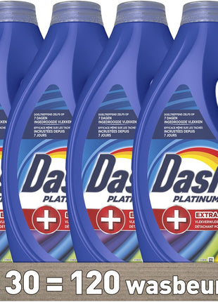 Lessive liquide Dash Platinum + Détachant Extra pour linge coloré- Pack de 4 - E-menage