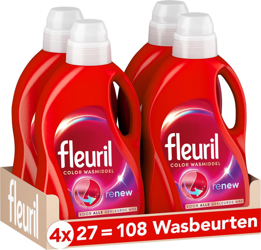 Fleuril Renew Color - Détergent liquide - Pack économique de 4 - E-menage