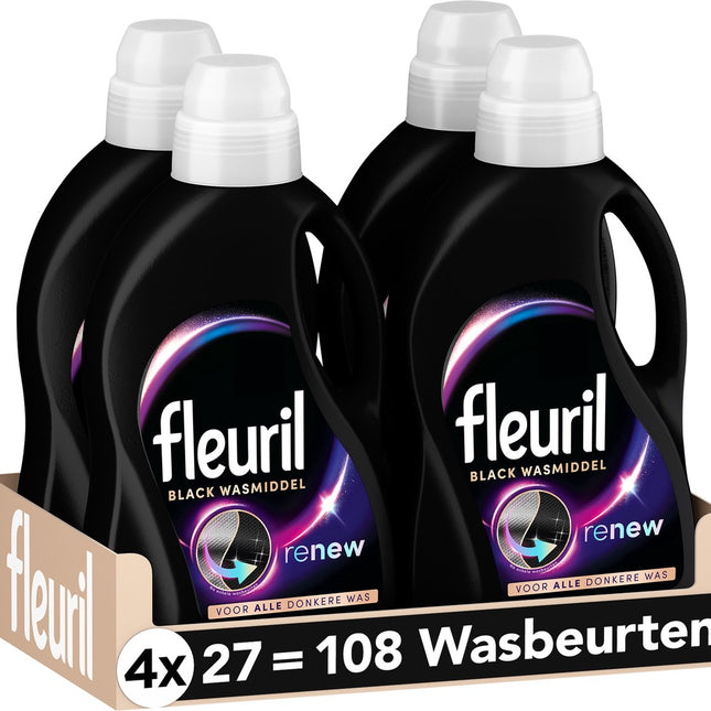 Fleuril Renew Zwart - Détergent liquide - Pack économique de 4 - E-menage