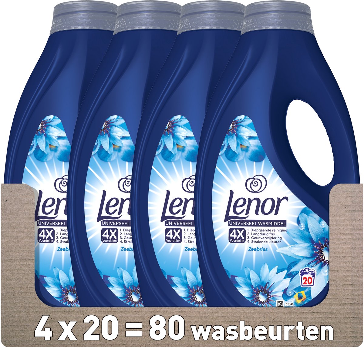 Lessive liquide Lenor Brise Marine - 4 x 20 lavages - Pack de 4 - E-menage