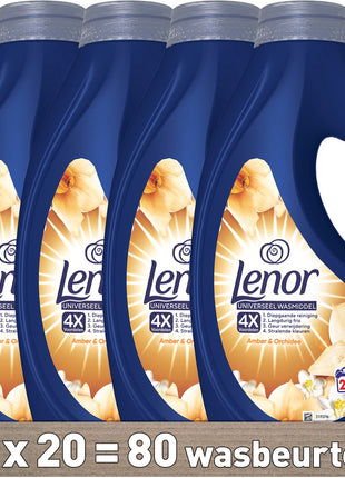 Lessive liquide Lenor Ambre et Orchidée - 4 x 20 lavages - Pack de 4 - E-menage
