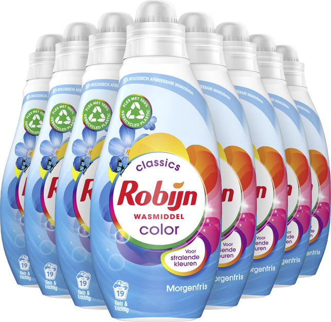 Robijn Klein &amp; Powerful Classics Color Morgenfris Liquid Detergent - Pack of 8