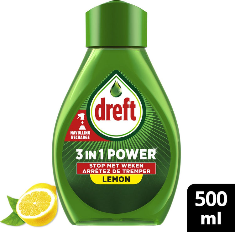 Dreft 3in1 Power Spray Refill Stop Soaking - prétraitement, dégraissant pour vaisselle et Cuisine - Pack de 10 - E-menage