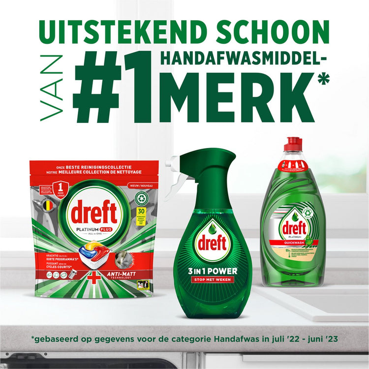 Dreft 3in1 Power Spray Refill Stop Soaking - prétraitement, dégraissant pour vaisselle et Cuisine - Pack de 10 - E-menage