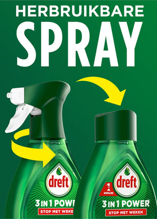 Dreft 3in1 Power Spray Refill Stop Soaking - prétraitement, dégraissant pour vaisselle et Cuisine - Pack de 10 - E-menage