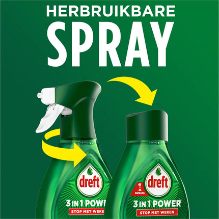 Dreft 3in1 Power Spray Refill Stop Soaking - prétraitement, dégraissant pour vaisselle et Cuisine - Pack de 10 - E-menage