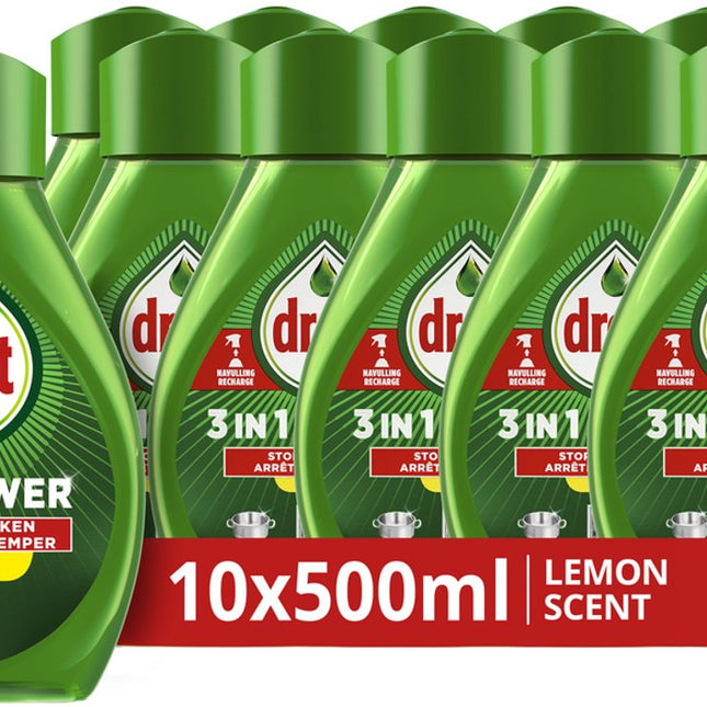Dreft 3in1 Power Spray Refill Stop Soaking - prétraitement, dégraissant pour vaisselle et Cuisine - Pack de 10 - E-menage