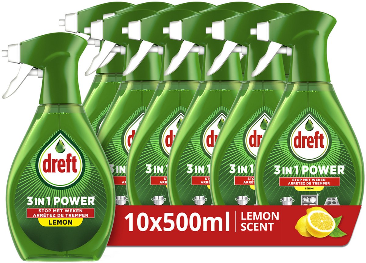 Dreft 3in1 Power Spray Stop Soaking - Spray de prétraitement, dégraissant -pack de 10 - E-menage