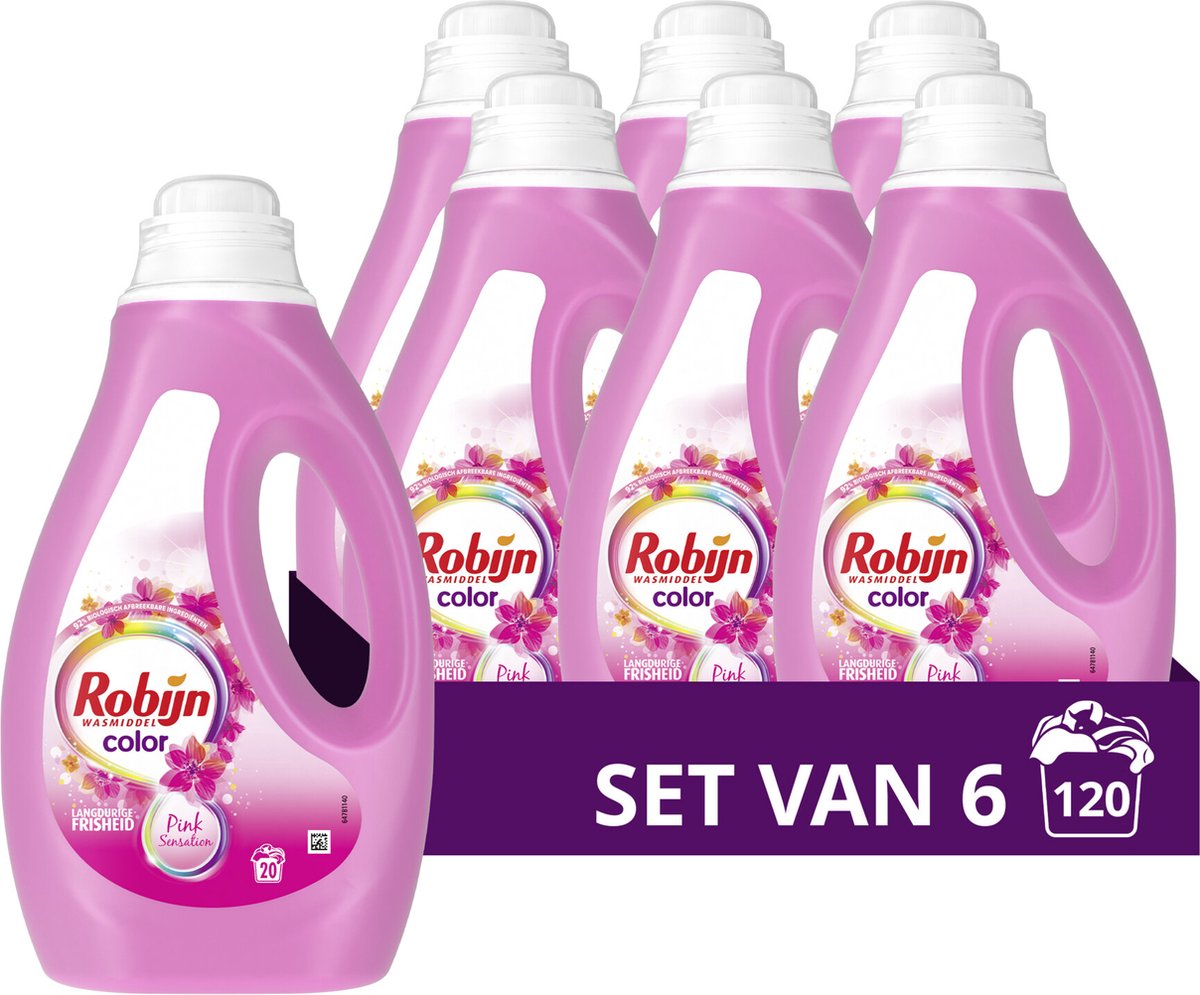 Détergent liquide Robijn Color Pink Sensation - Pack économique de 6 - E-menage