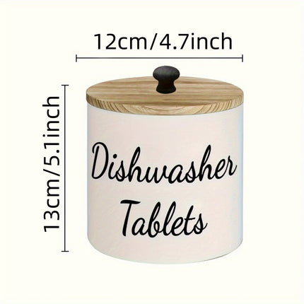 Versatile Rustic Wooden Farmhouse Dishwasher Pod Holder with Lid - Organizer for Laundry, Bathroom & Home Storage - White/Black Container for Detergent Pods, Dryer Sheets & More