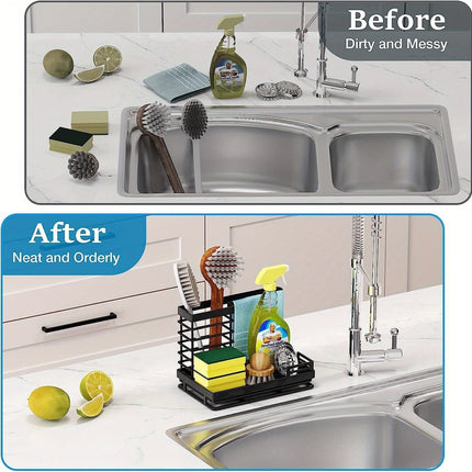 Support d'évier, porte-éponge avec bac