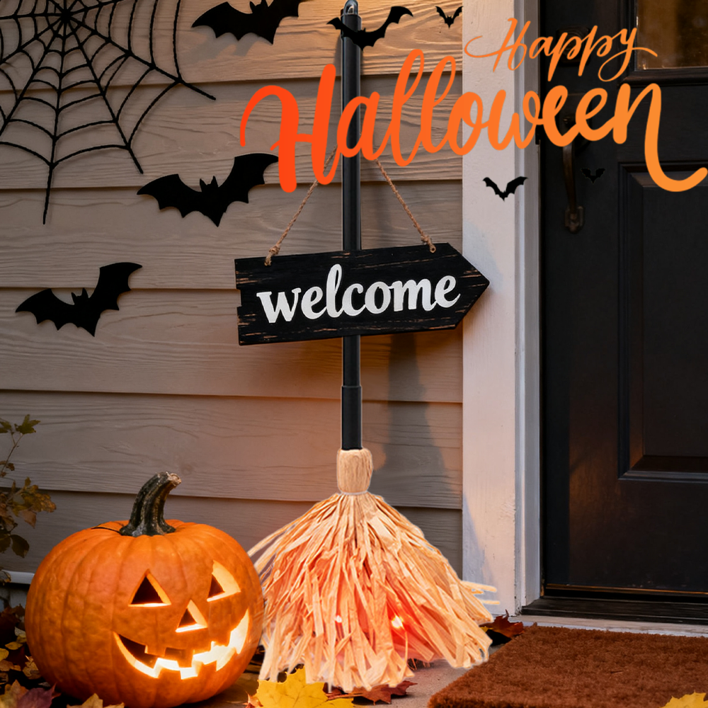 Halloween Floating Witch's Broom–haunted Dancing Broom Terror Atmosphere Festive Decorations Broom With Ghost Sounds Home Decor