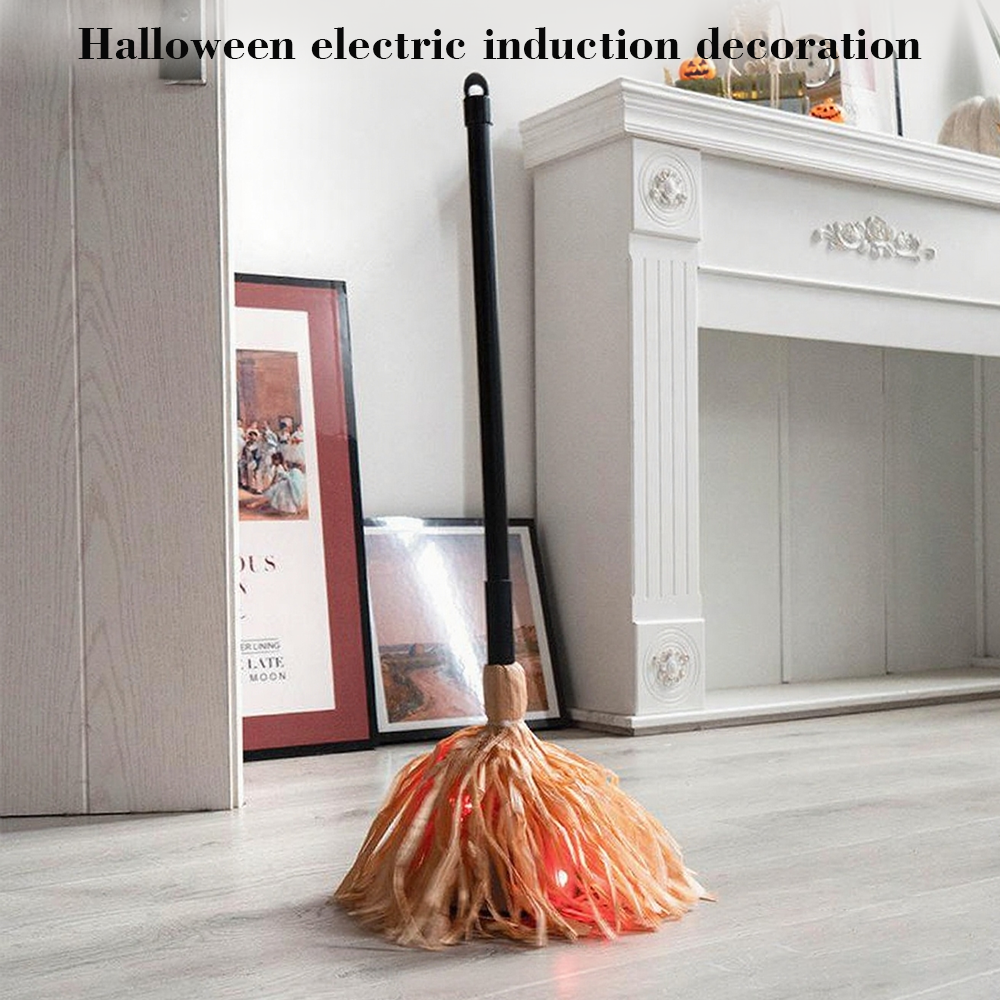 Halloween Floating Witch's Broom–haunted Dancing Broom Terror Atmosphere Festive Decorations Broom With Ghost Sounds Home Decor