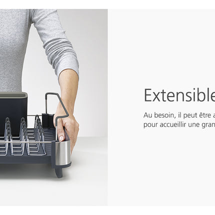 Séchoir à Vaisselle Extensible avec Compartiment à Couverts Amovible - E-menage