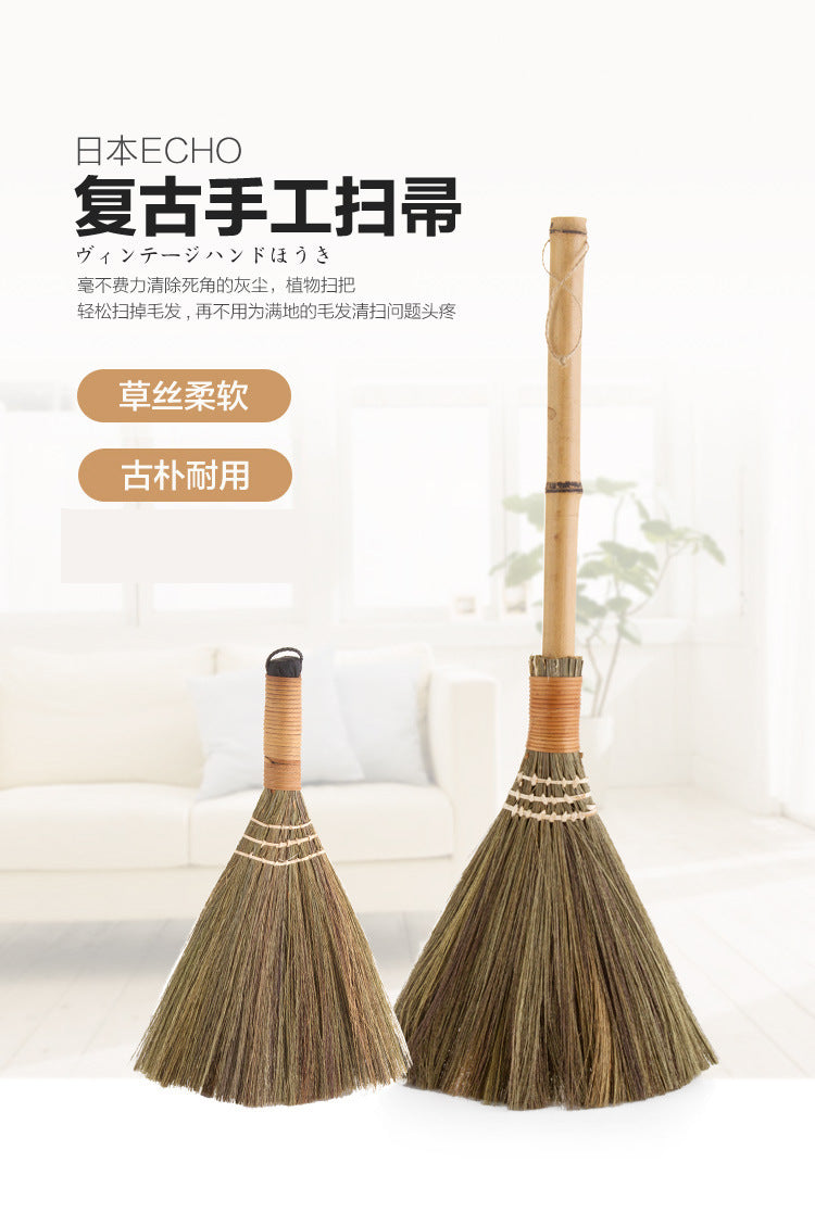 Wood Floor Sweeping Broom Soft Hair Fur Household Floor Cleaning Tools Manual Archaize Broom Sweeper Straw Manual Soft Sweeping