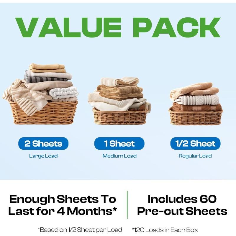 Lessive en feuilles HAPPY HOUR, pack économique jusqu'à 120 lavages - E-menage