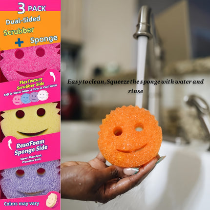 Lot de 3 éponges de cuisine double face