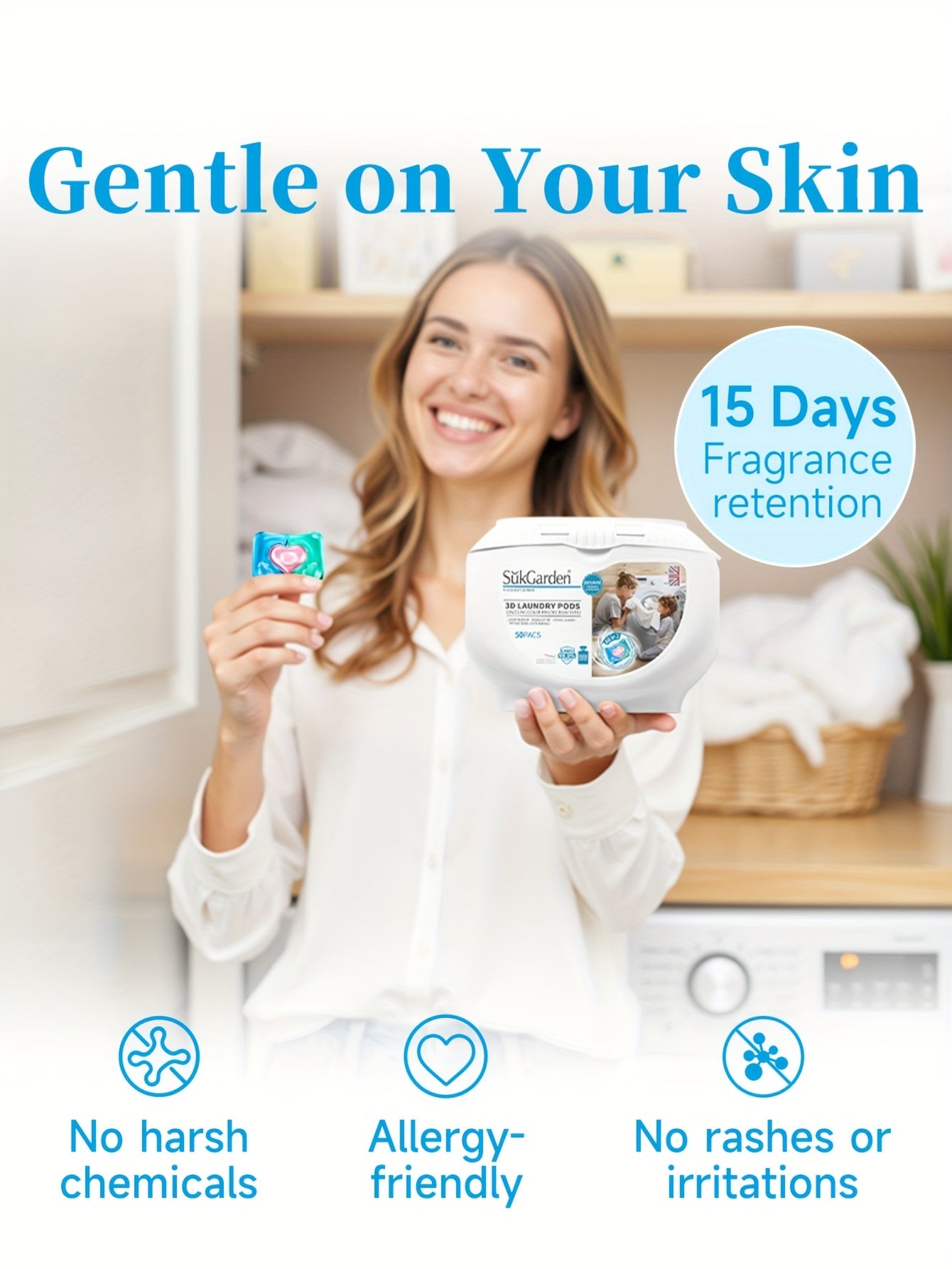 50 capsules de lessive 3 en 1 haute efficacité - Adoucissant - E-menage