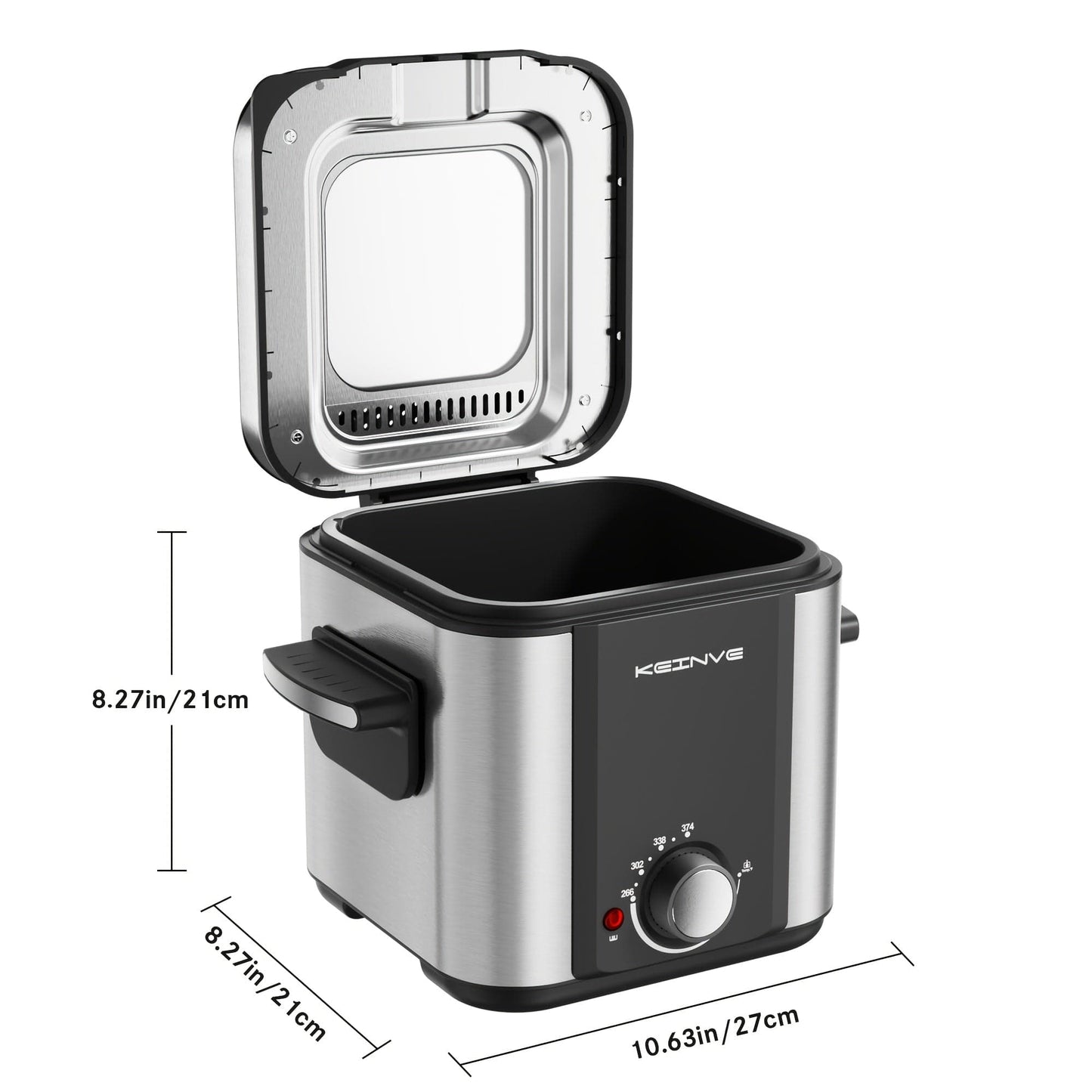 1.5L Electric Deep Fryer - Stainless Steel, Non-Stick, Temp Control, Easy Clean with Odor Filter & Viewing Window