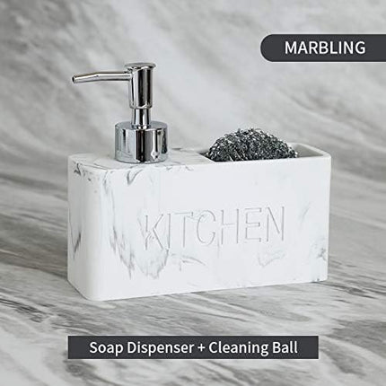 Distributeur de savon pour cuisine équipé d’un porte-éponge et d’un compartiment pour liquide vaisselle