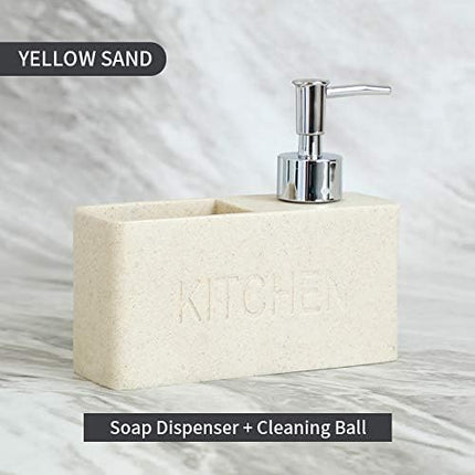 Distributeur de savon pour cuisine équipé d’un porte-éponge et d’un compartiment pour liquide vaisselle