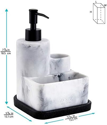 Distributeur de liquide vaisselle équipé d’un porte-éponge et support pour brosses